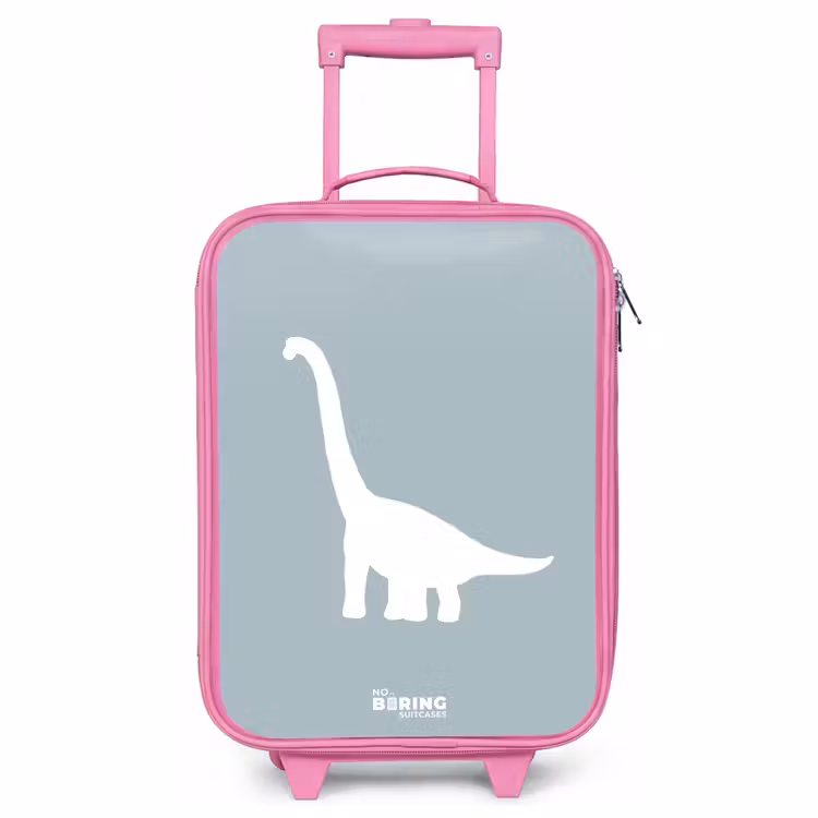 Valise enfant - Rose - Bleu avec dino Brachiosaurus — 1