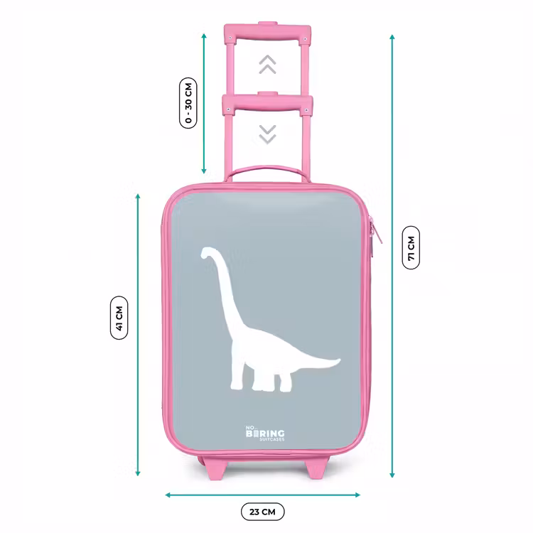 Valise enfant - Rose - Bleu avec dino Brachiosaurus — 6