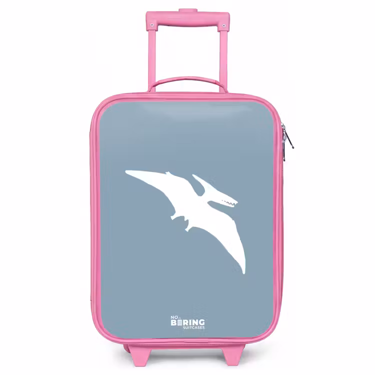 Valise enfant - Rose - Bleu avec dino Pteranodon — 1
