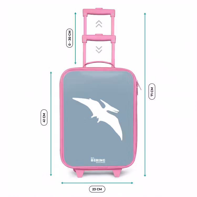 Valise enfant - Rose - Bleu avec dino Pteranodon — 6
