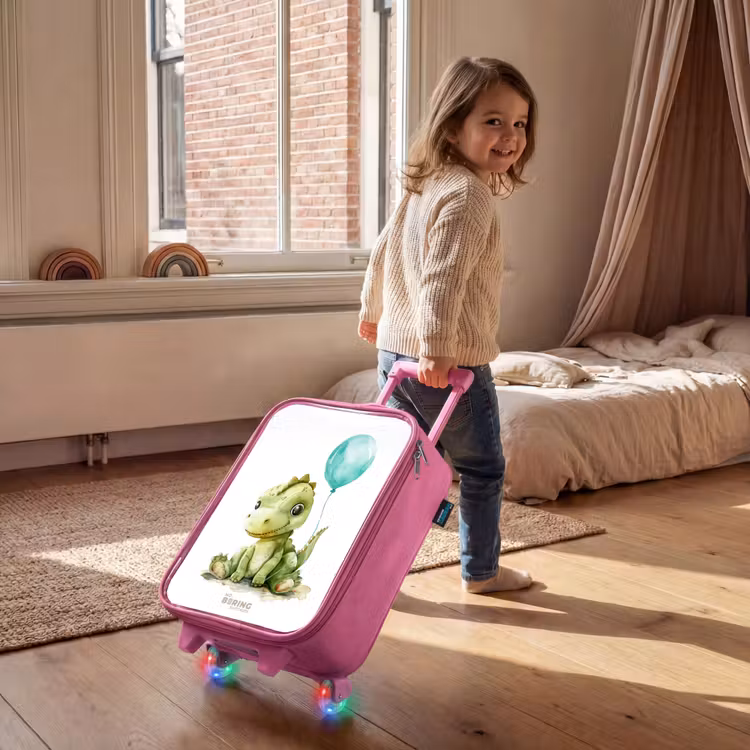 Valise enfant - Rose - Dino avec ballon bleu — 2
