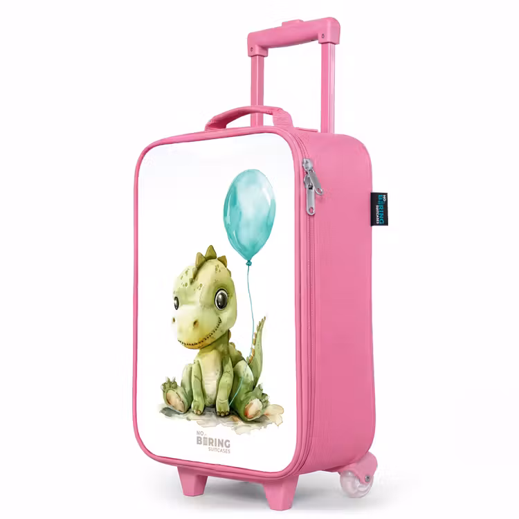 Valise enfant - Rose - Dino avec ballon bleu — 8
