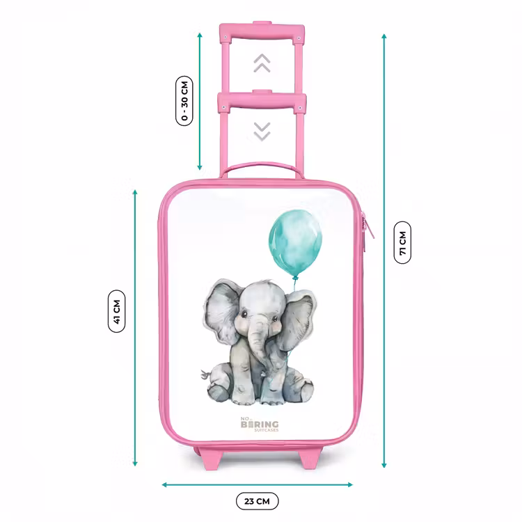 Valise enfant - Rose - Eléphant avec ballon bleu — 6