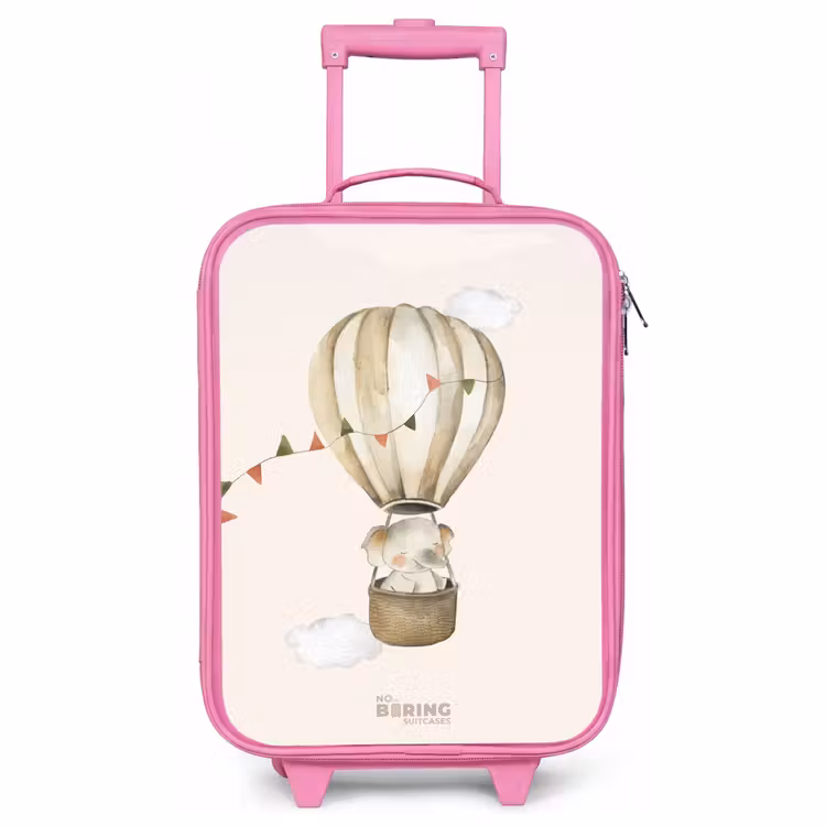 Valise enfant - Rose - Éléphant en montgolfière — 1
