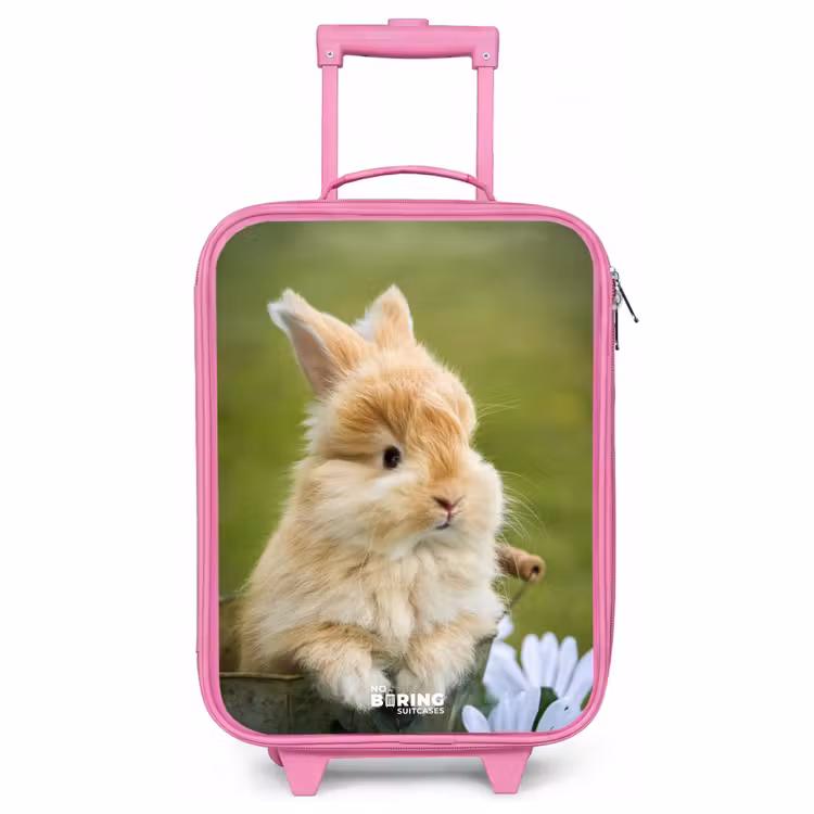 Valise enfant - Rose - Lapin dans un pot de fleurs — 1