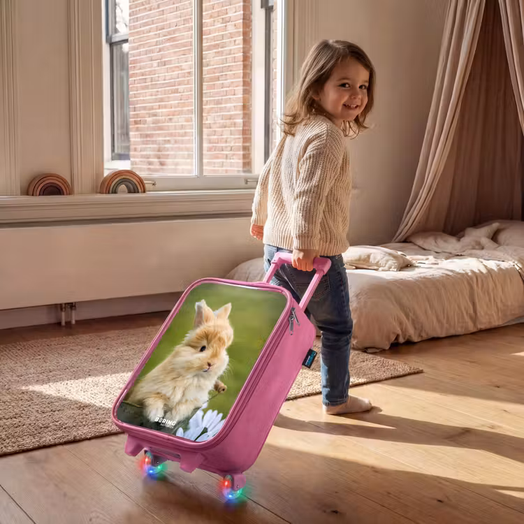 Valise enfant - Rose - Lapin dans un pot de fleurs — 2