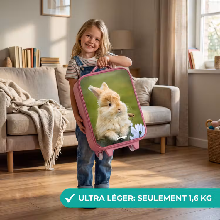 Valise enfant - Rose - Lapin dans un pot de fleurs — 3