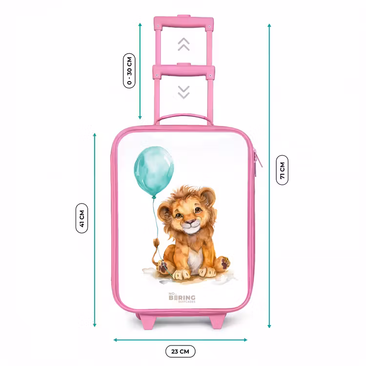 Valise enfant - Rose - Lion avec ballon bleu — 6