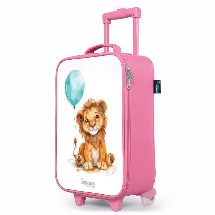 Valise enfant - Rose - Lion avec ballon bleu — 8