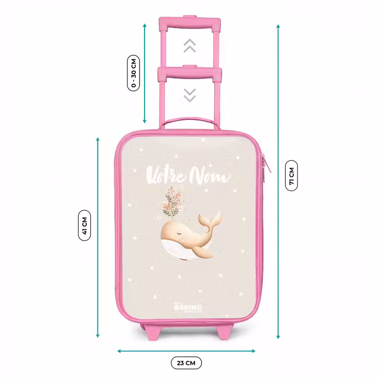 Valise enfant - Rose - Baleine beige dans une mer de fleurs — 6