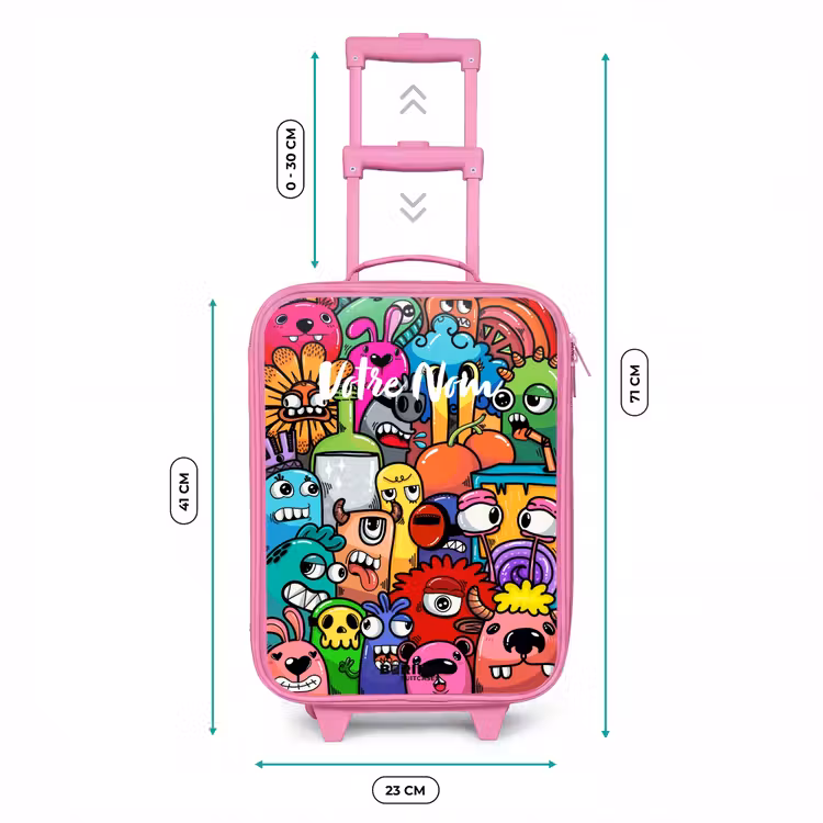 Valise enfant - Rose - Des monstres colorés qui éclatent — 6