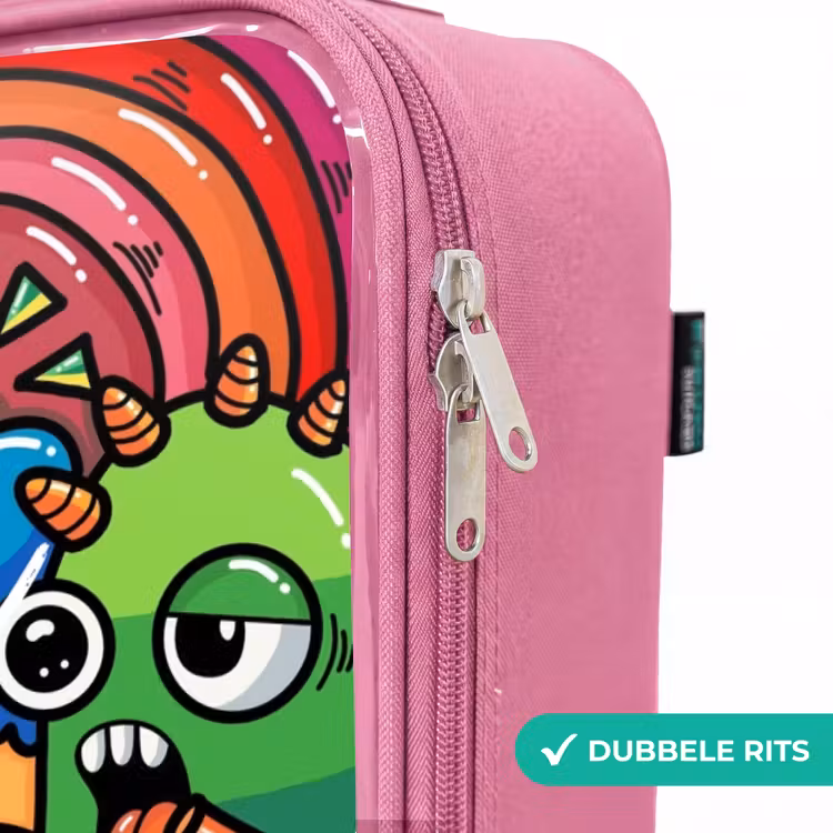 Valise enfant - Rose - Des monstres colorés qui éclatent — 7