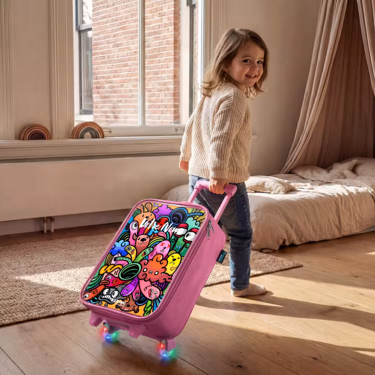 Valise enfant - Rose - Joyeux chaos monstre — 2