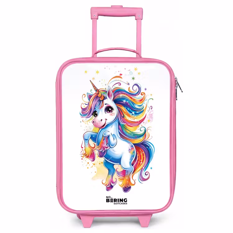 Valise enfant - Rose - Licorne à la crinière arc-en-ciel — 1