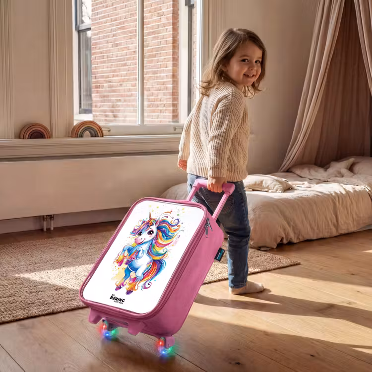 Valise enfant - Rose - Licorne à la crinière arc-en-ciel — 2