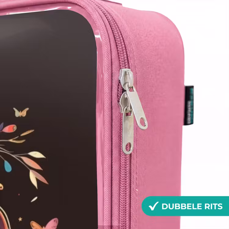 Valise enfant - Rose - Licorne et fleurs sur fond noir — 7