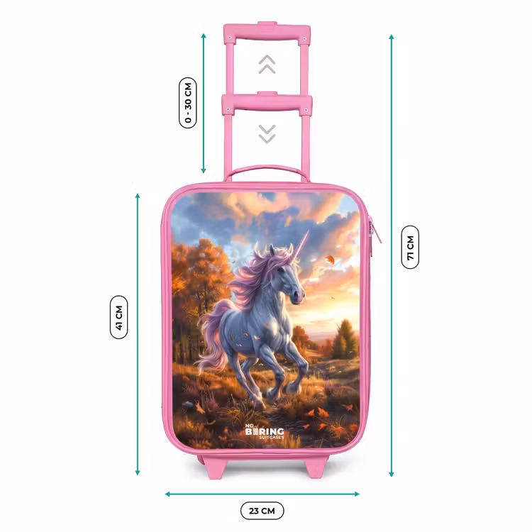 Valise enfant - Rose - Licorne galopante dans le monde de l'automne — 6