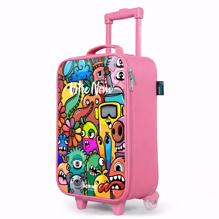 Valise enfant - Rose - Motif expressif et chargé avec des monstres — 8