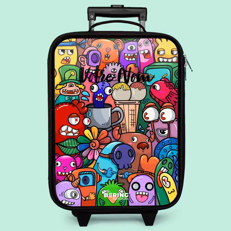 Valise enfant - Motif de monstres, de fleurs et de glaces — 3