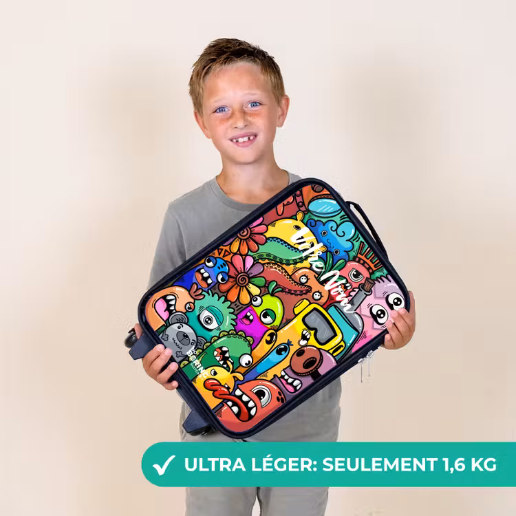 Valise enfant - Motif expressif et chargé avec des monstres — 2