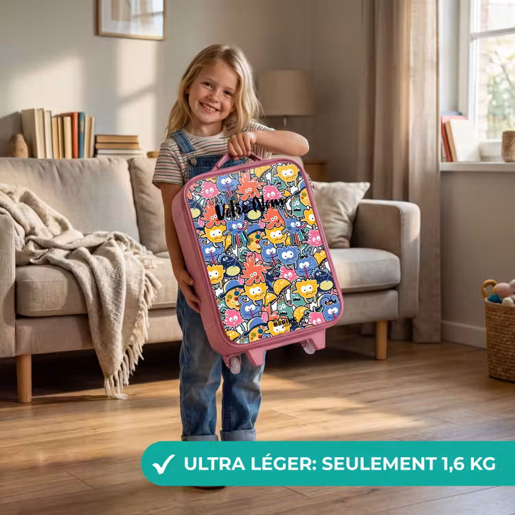 Valise enfant - Rose - Des insectes aux grands yeux — 3