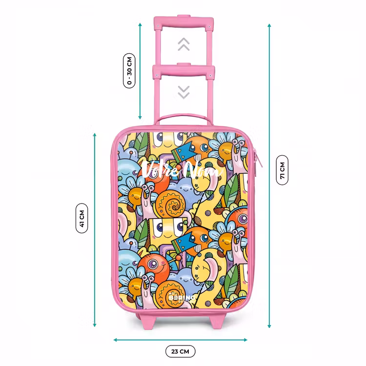 Valise enfant - Rose - Dessin animé de différentes créatures et visages — 6