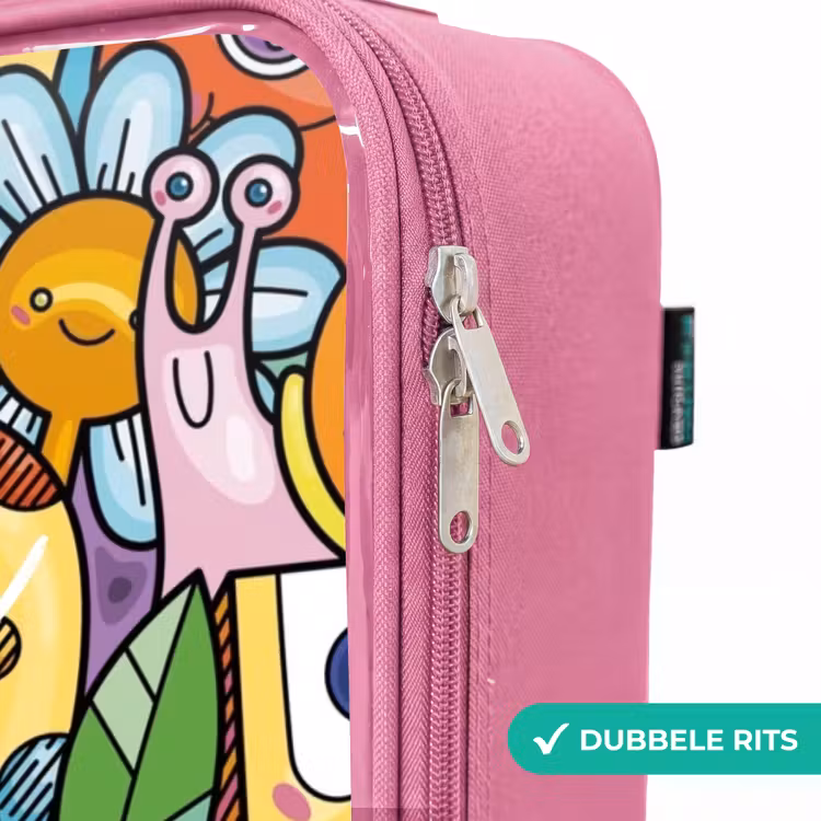 Valise enfant - Rose - Dessin animé de différentes créatures et visages — 7