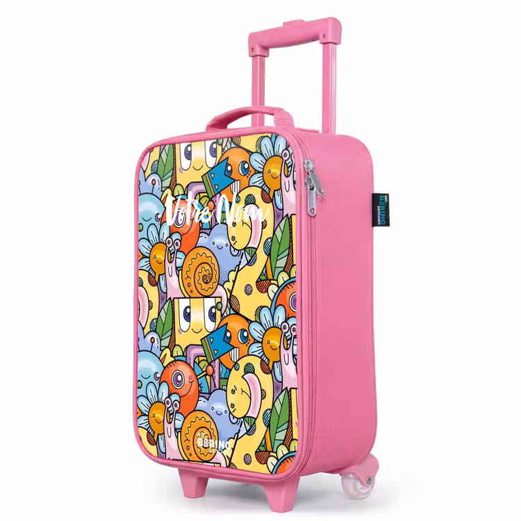 Valise enfant - Rose - Dessin animé de différentes créatures et visages — 8