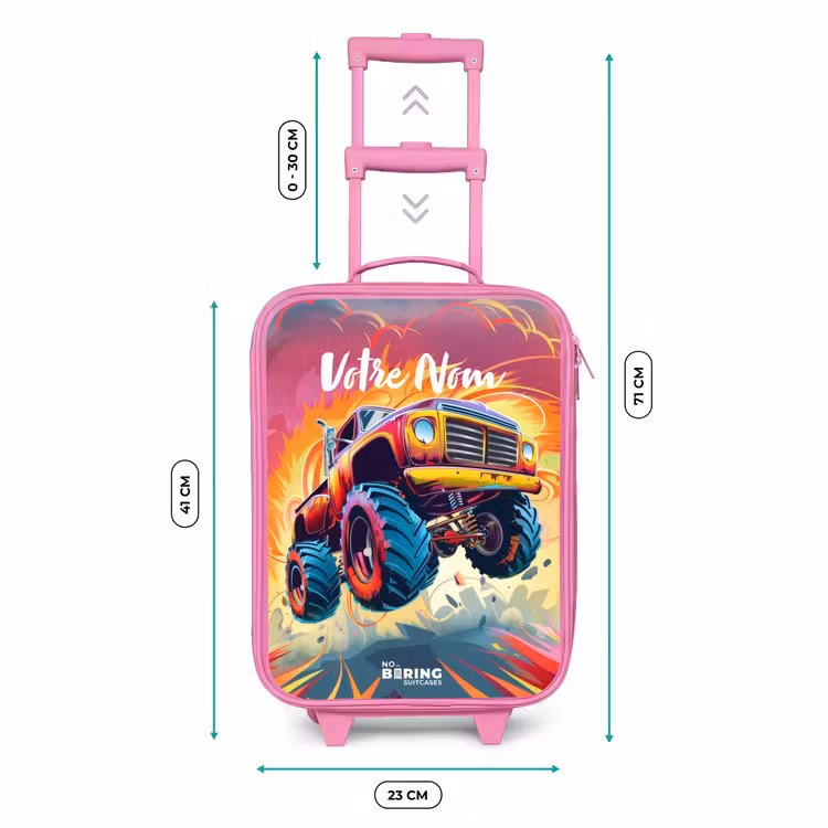 Valise enfant - Rose - Le Monster Truck rose survole l'asphalte — 6