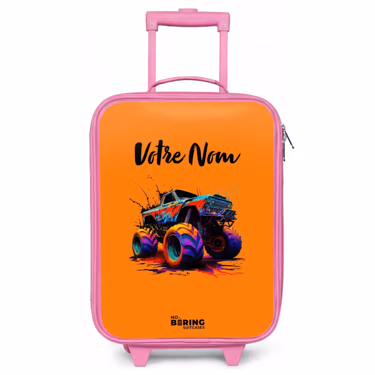 Valise enfant - Rose - Roues arc-en-ciel — 1