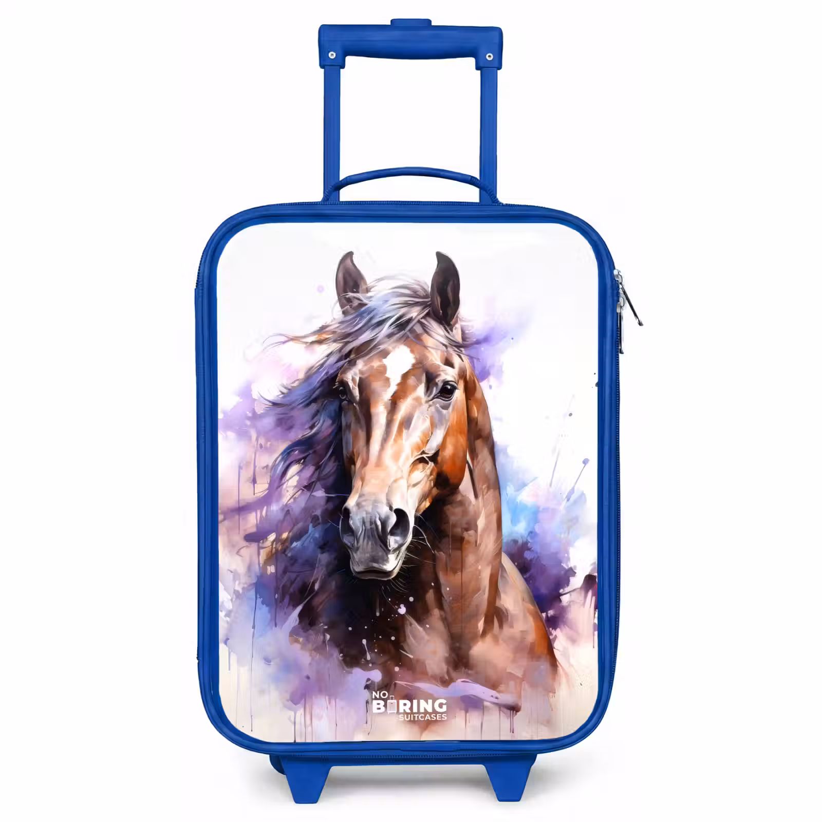 Valise enfant - Bleu - Cheval à l'aquarelle avec des éclaboussures colorées — 1