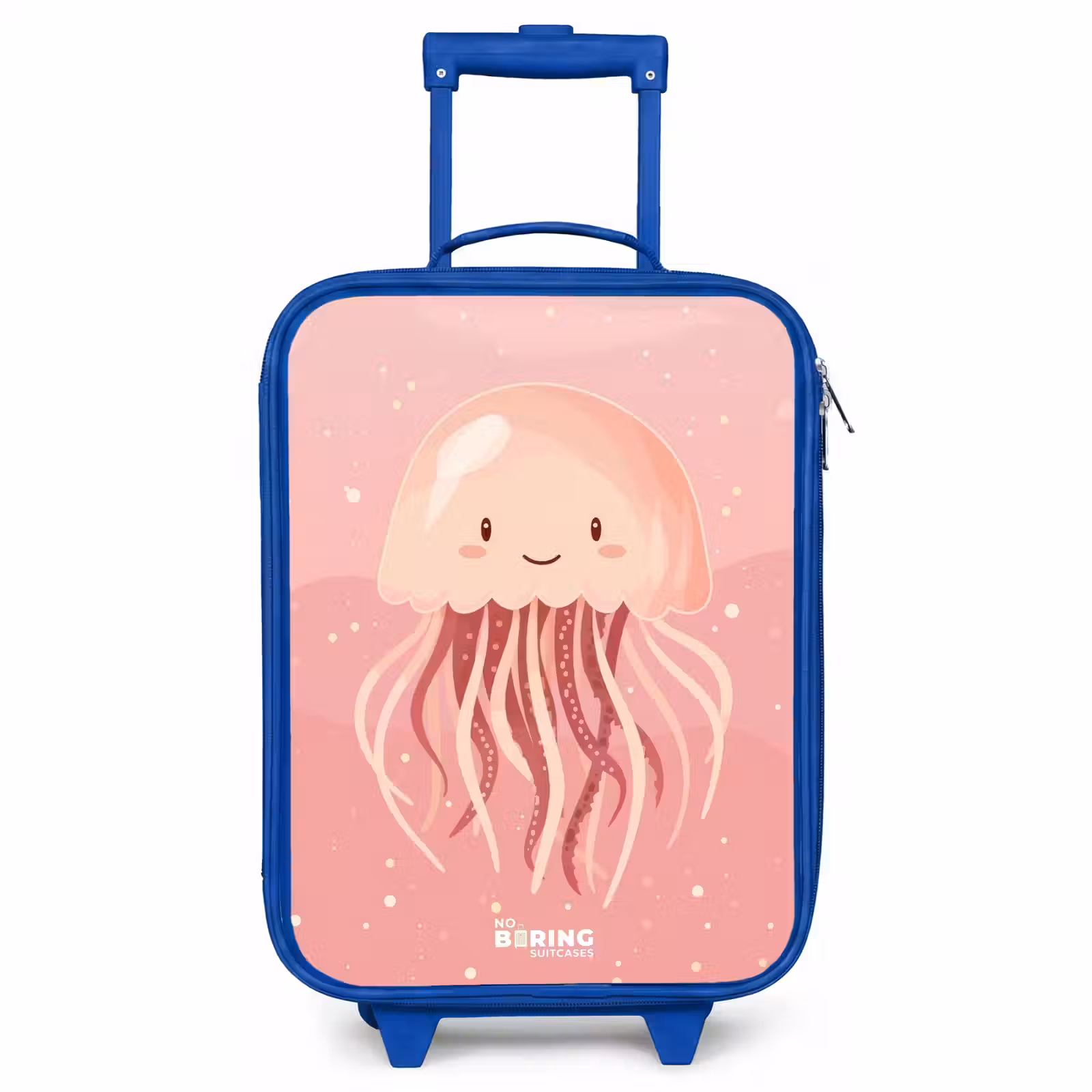 Valise enfant - Bleu - Méduse rose avec visage — 1