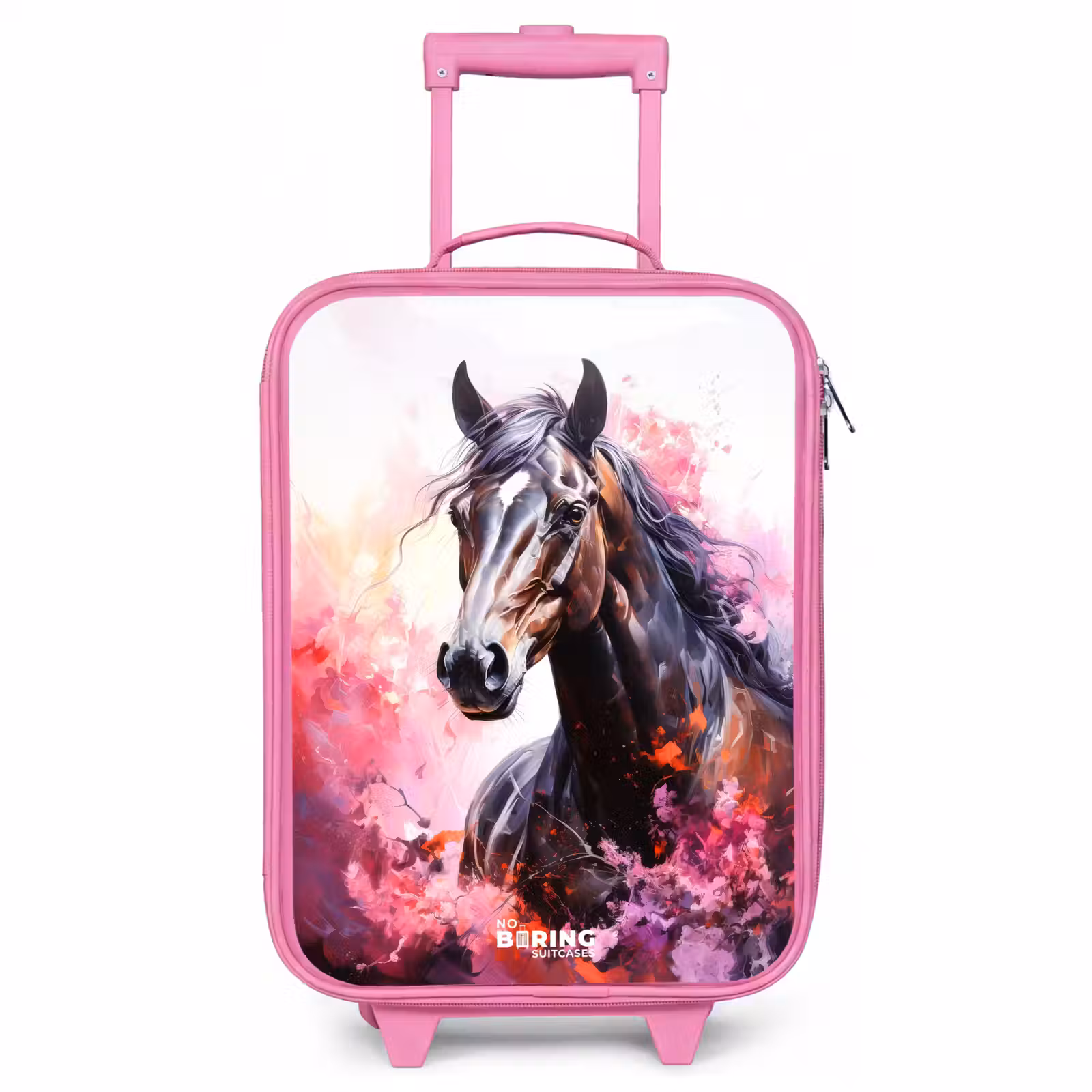 Valise enfant - Rose - Aquarelle d'un cheval en explosion de couleurs — 1