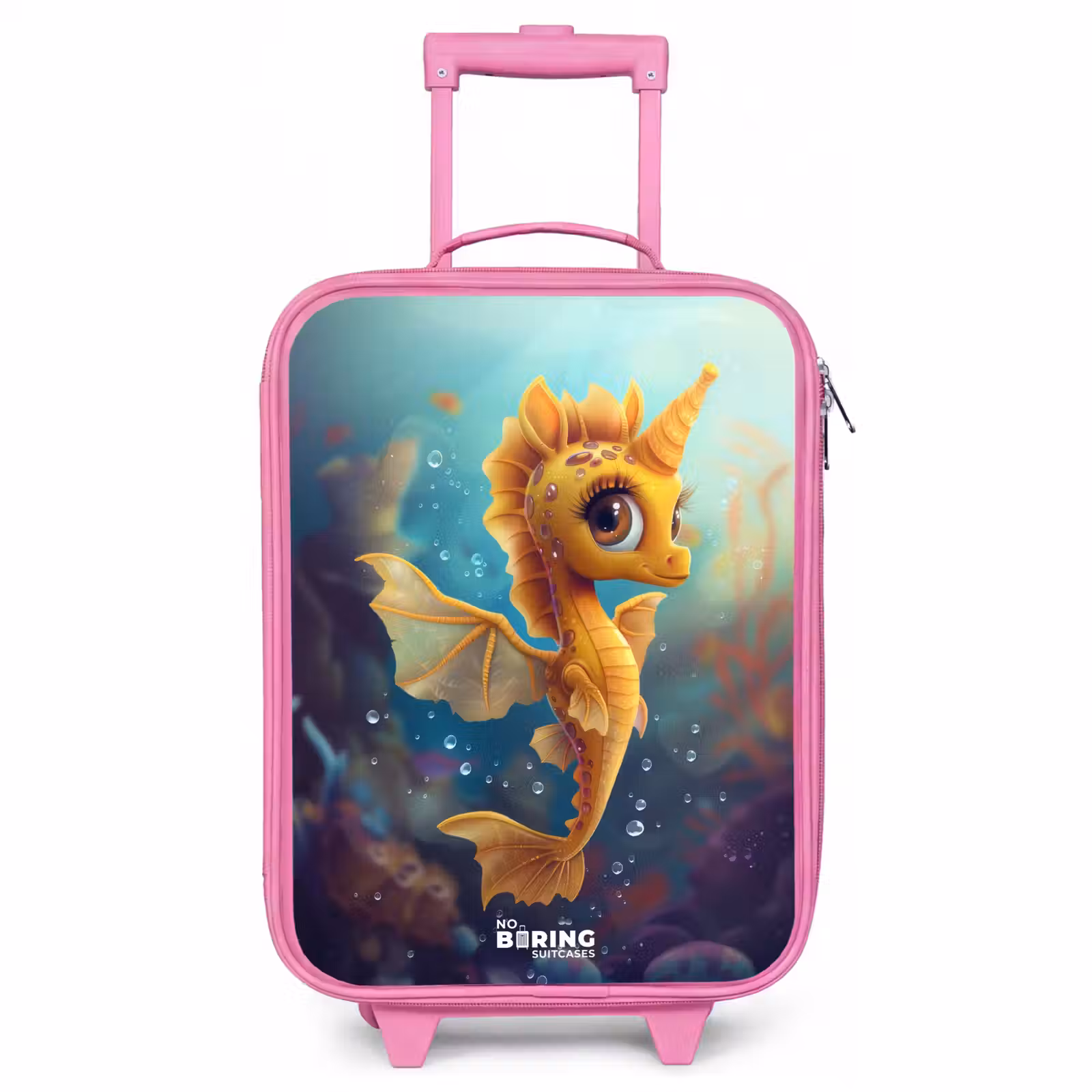 Valise enfant - Rose - Hippocampe orange dans l'eau — 1