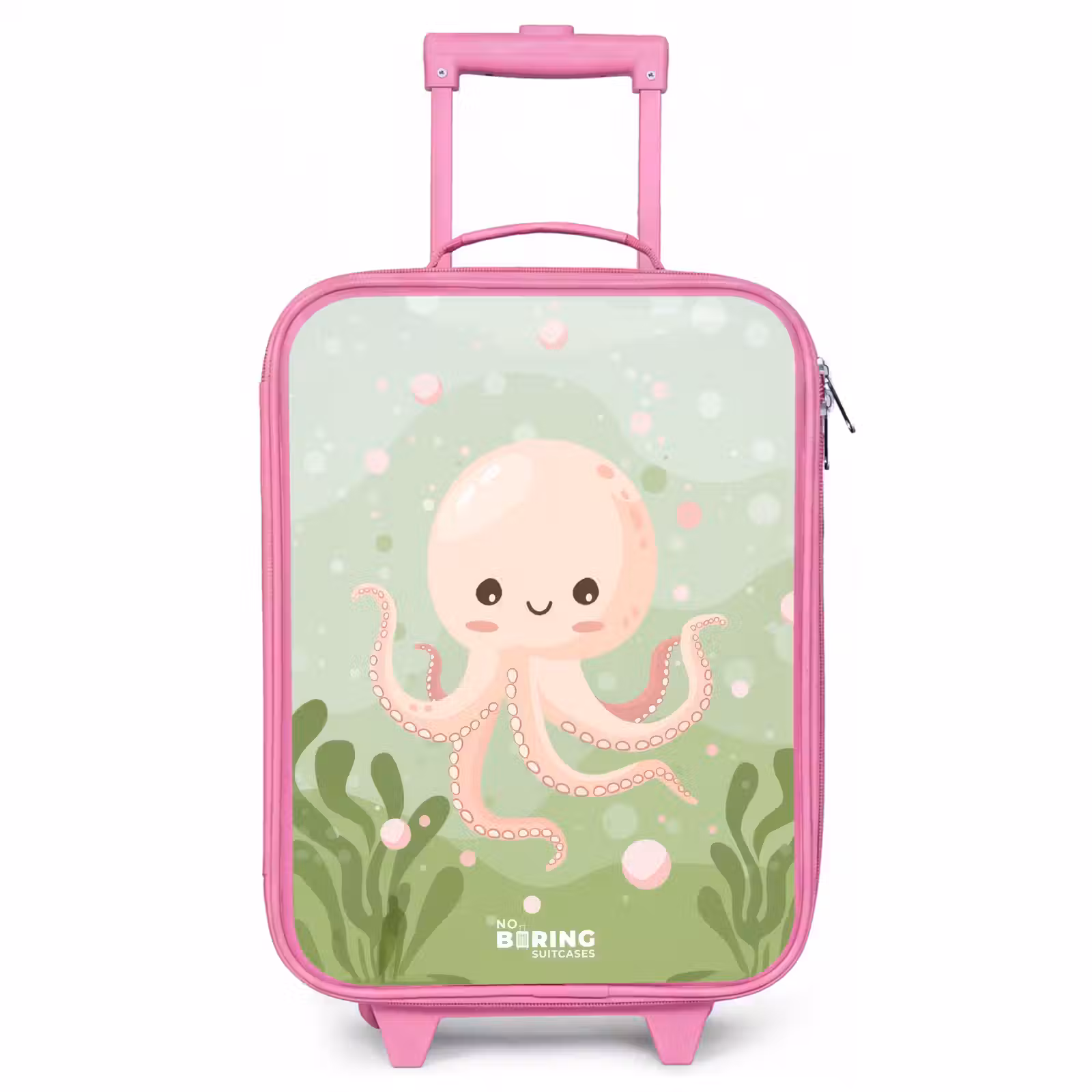 Valise enfant - Rose - Pieuvre rose avec un sourire — 1