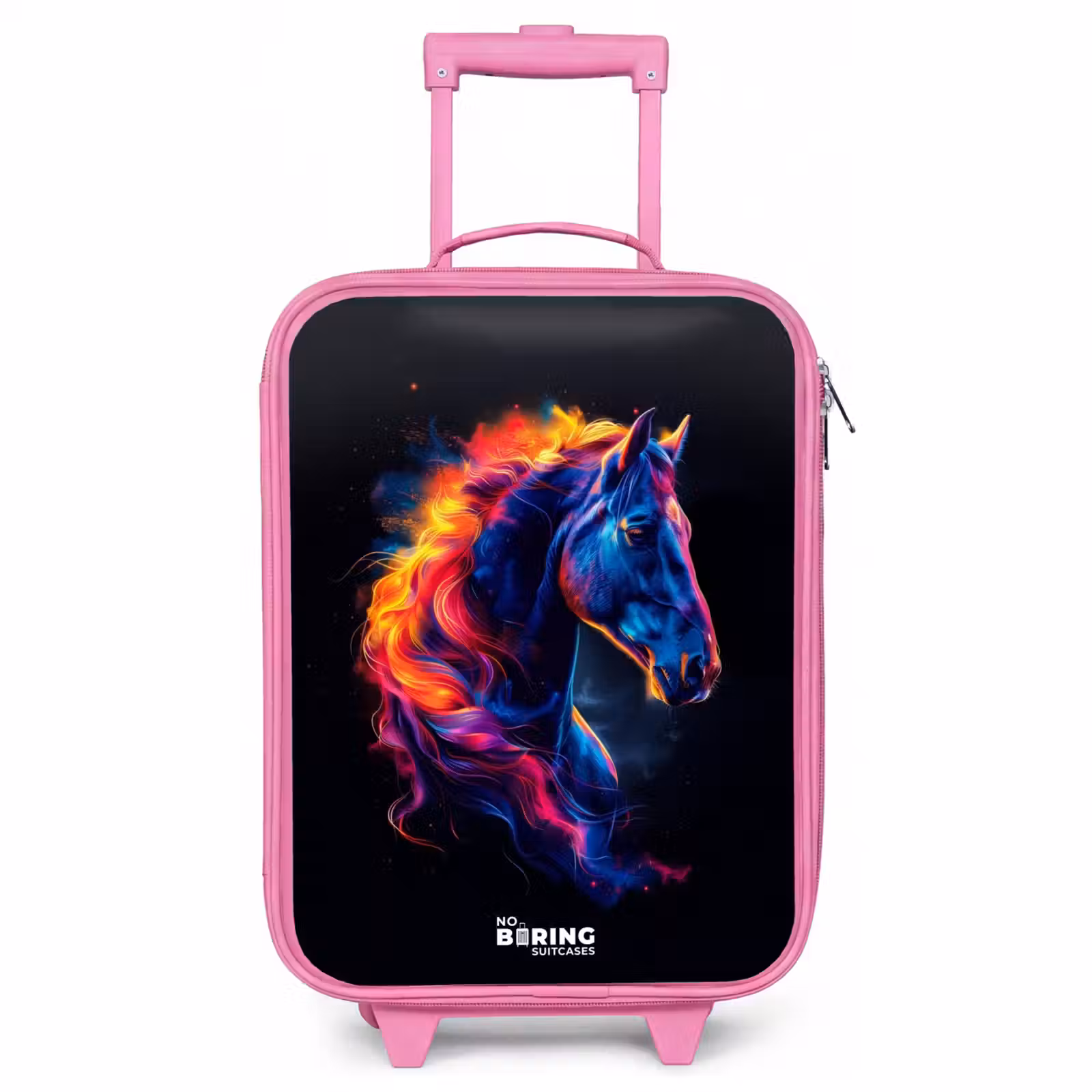 Valise enfant - Rose - Vue latérale d'un cheval à la crinière ardente — 1