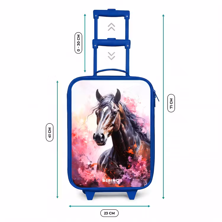Valise enfant - Bleu - Aquarelle d'un cheval en explosion de couleurs — 6