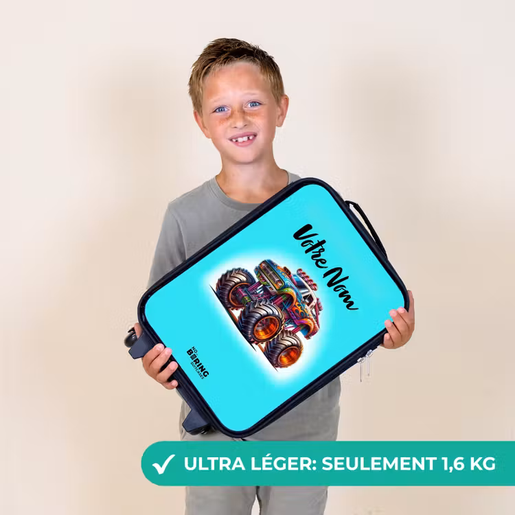 Valise enfant - Camion monstre sur fond bleu clair — 2
