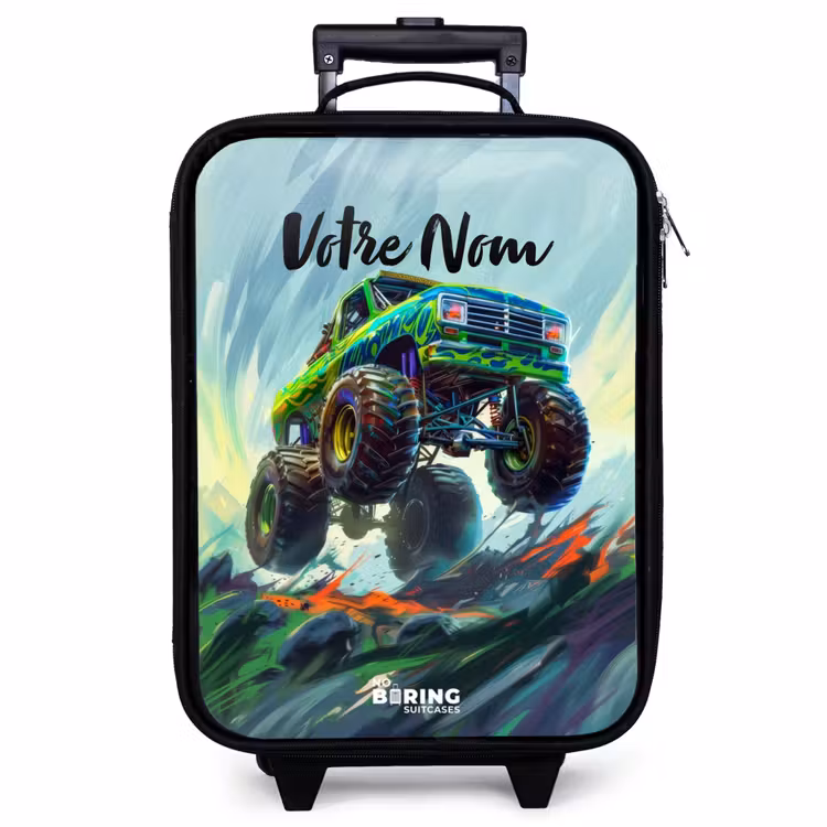 Valise enfant - Camion monstre vert avec coups de pinceau — 1