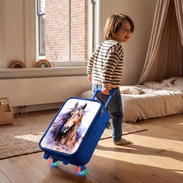 Valise enfant - Bleu - Cheval à l'aquarelle avec des éclaboussures colorées — 2