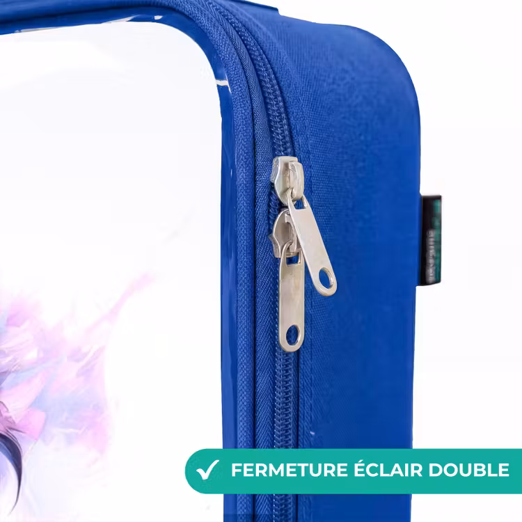 Valise enfant - Bleu - Cheval aquarelle avec crinière violette — 7