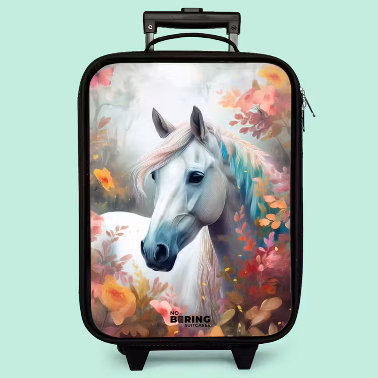 Valise enfant - Cheval blanc entouré de fleurs — 3