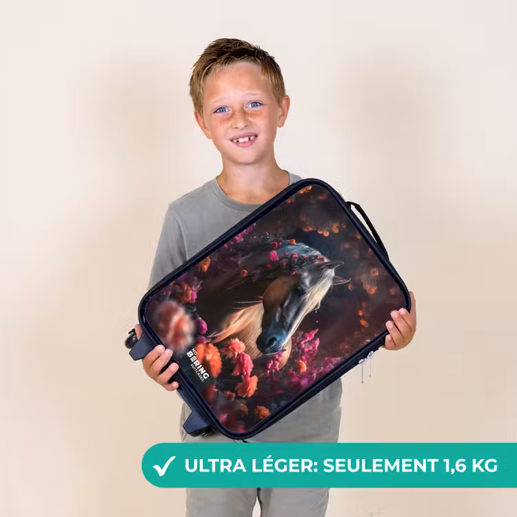 Valise enfant - Cheval brun doré parmi les fleurs — 2