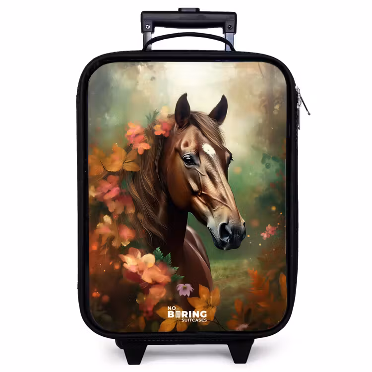 Valise enfant - Cheval brun parmi les fleurs — 1