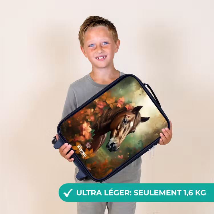 Valise enfant - Cheval brun parmi les fleurs — 2