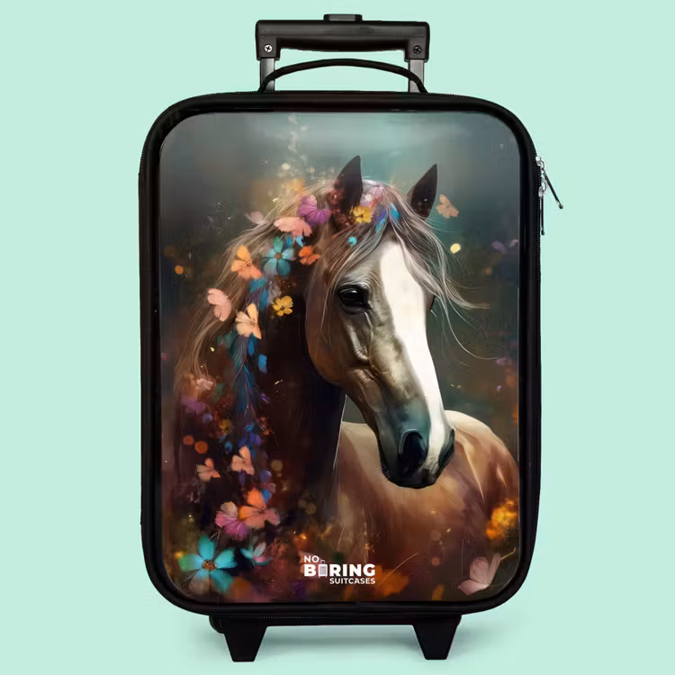 Valise enfant - Cheval marron clair parmi les fleurs — 3