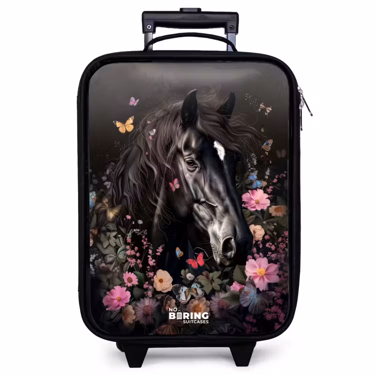 Valise enfant - Cheval noir en fleurs — 1