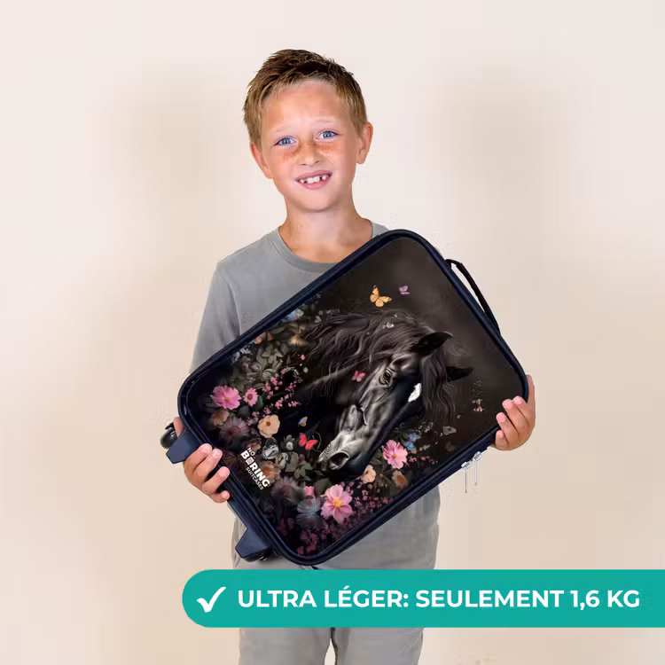 Valise enfant - Cheval noir en fleurs — 2