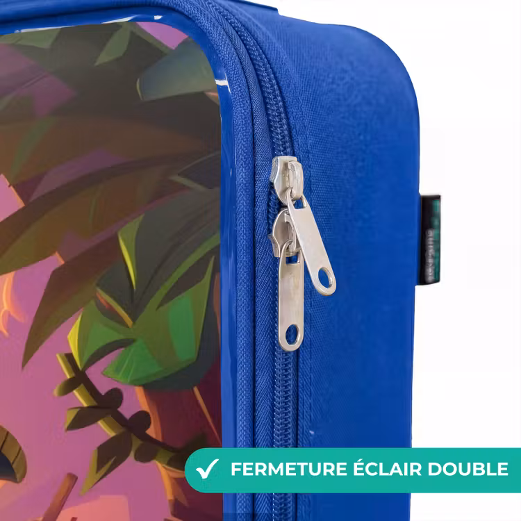 Valise enfant - Bleu - Flamant pirate sur une piste tropicale — 7