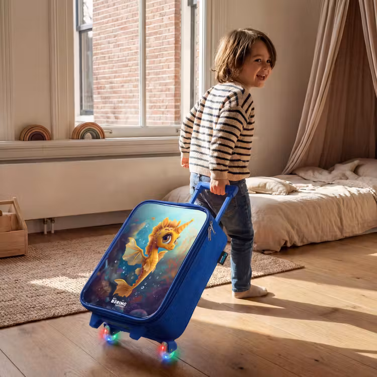 Valise enfant - Bleu - Hippocampe orange dans l'eau — 2